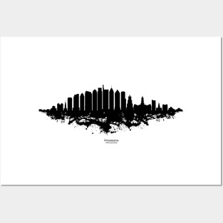 Philadelphia City Skyline - Watercolor Black and White Posters and Art